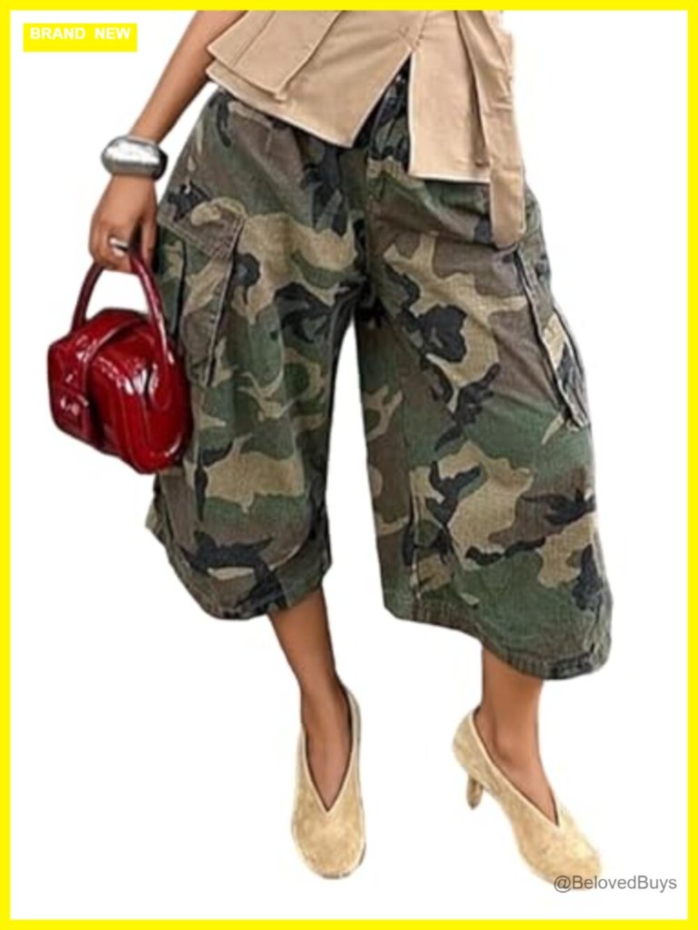 Baggy Camo Cargo Jeans High Waist Wide Leg Streetwear Pants